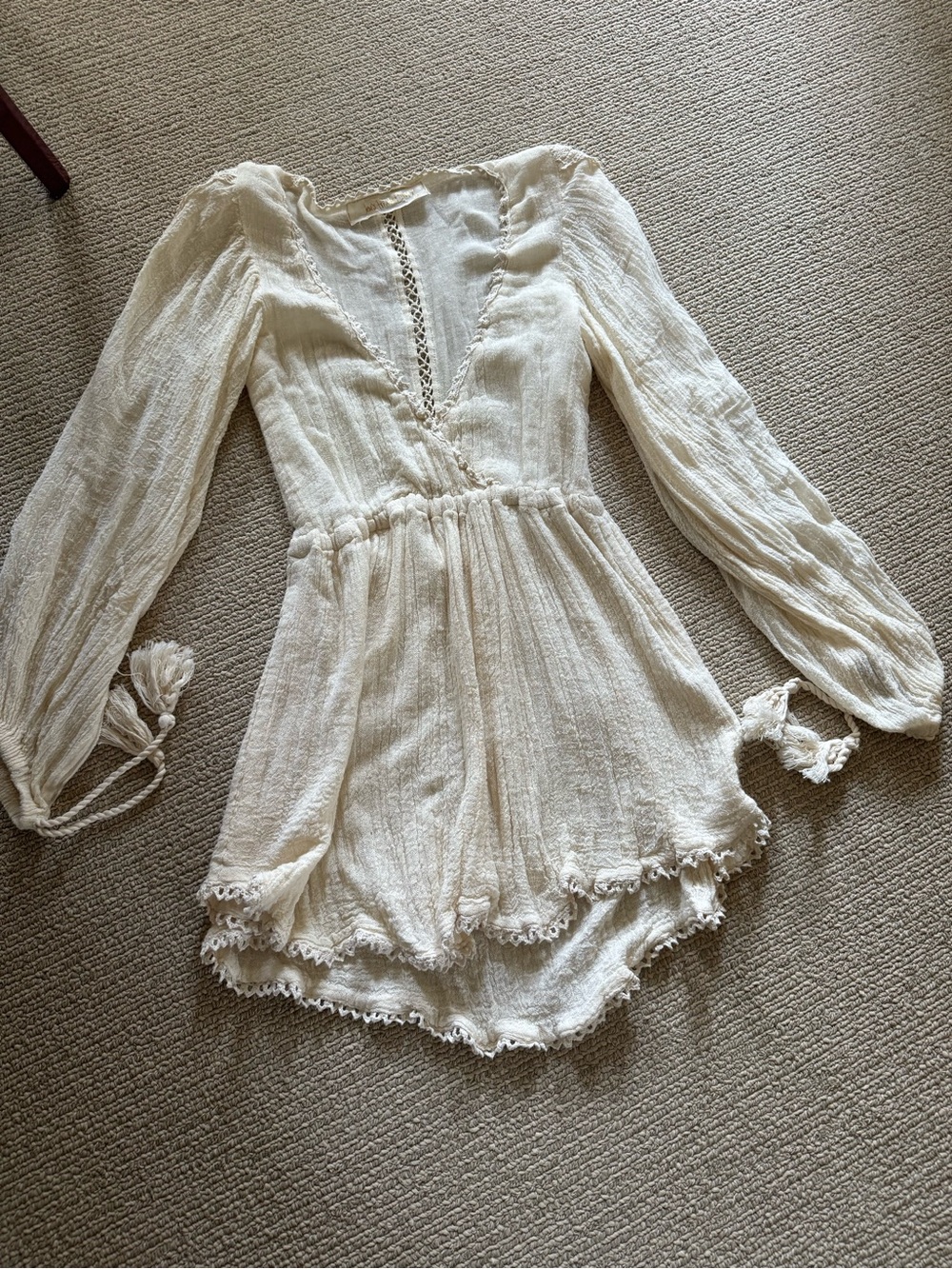 Jen's Pirate Booty Cream Gauze Long Sleeve Romper
